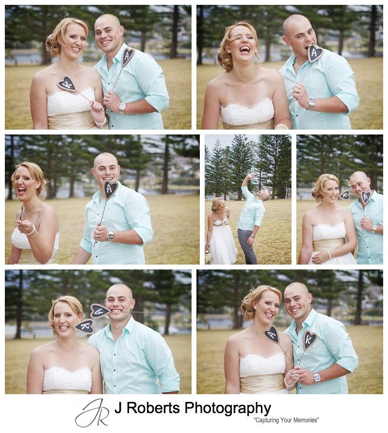 Bride and groom playing with heart initials - sydney wedding photographer